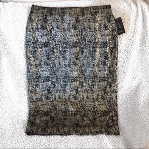 Stretchy, Shiny Metallic Pencil Skirt - Medium